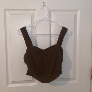 Solid Ruched Wide Strapped Top